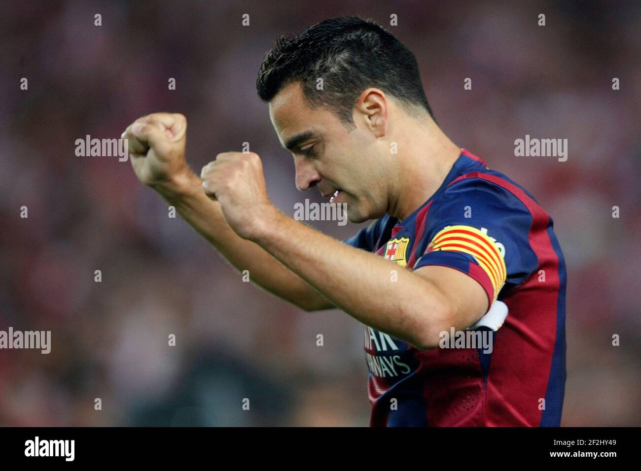 Xavi Hernandez of Barcelona celebrating goal during the Spanish Copa del Rey 2014/2015 football match (final) between Athletic club and Barcelona on May 30, 2015 at camp Nou stadium in Barcelona, Spain. Photo Bagu Blanco / DPPI Stock Photo
