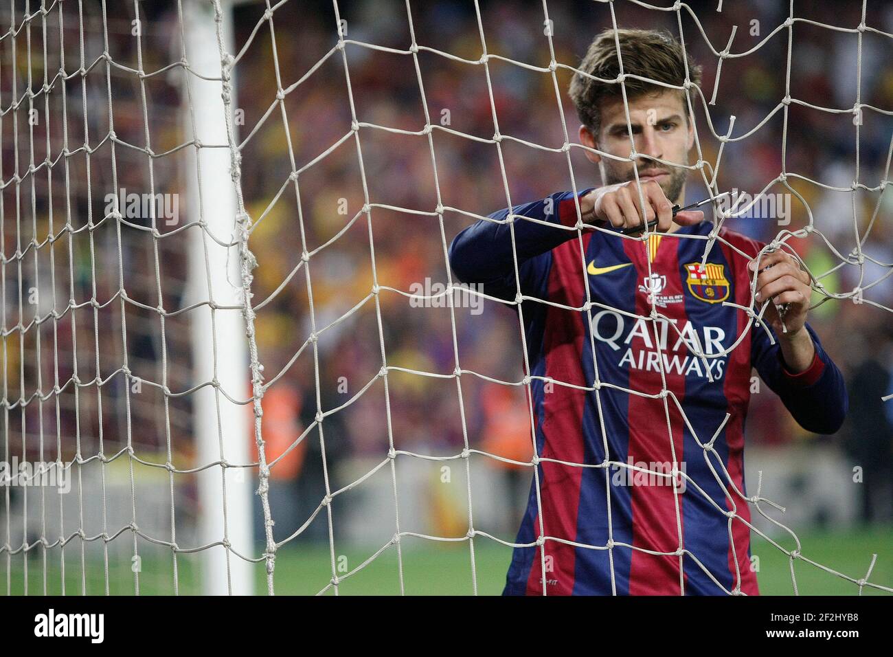 Gerard Pique of Barcelona celebrating the victory during the Spanish Copa del Rey 2014/2015 football match (final) between Athletic club and Barcelona on May 30, 2015 at camp Nou stadium in Barcelona, Spain. Photo Bagu Blanco / DPPI Stock Photo