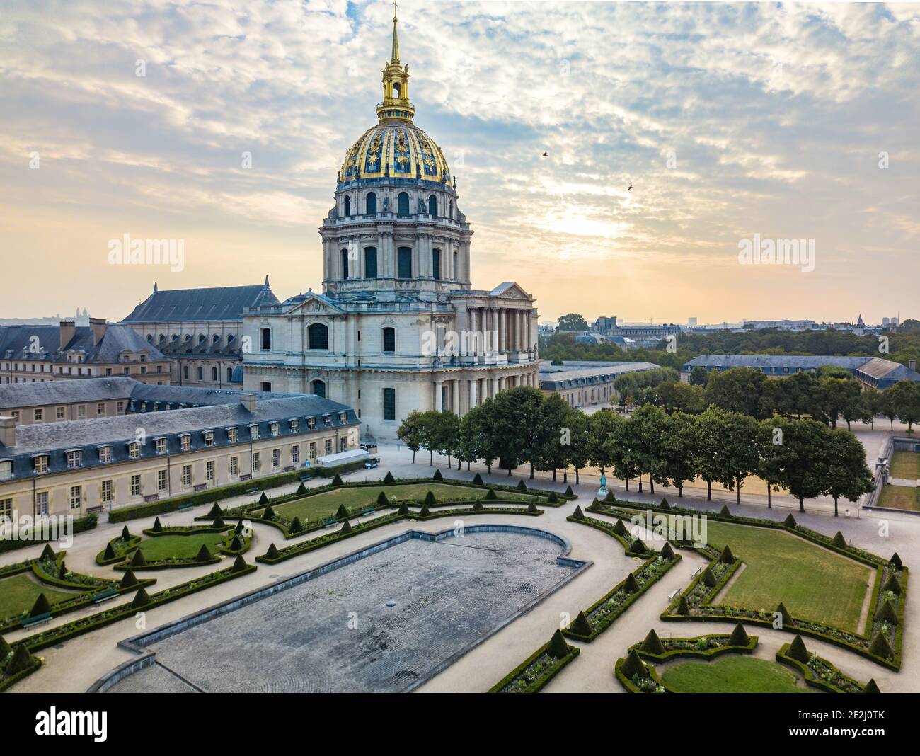 Aerial view of Esplanade des Invalides Cathedral South Gate (musée des armées) , Paris, france Stock Photo