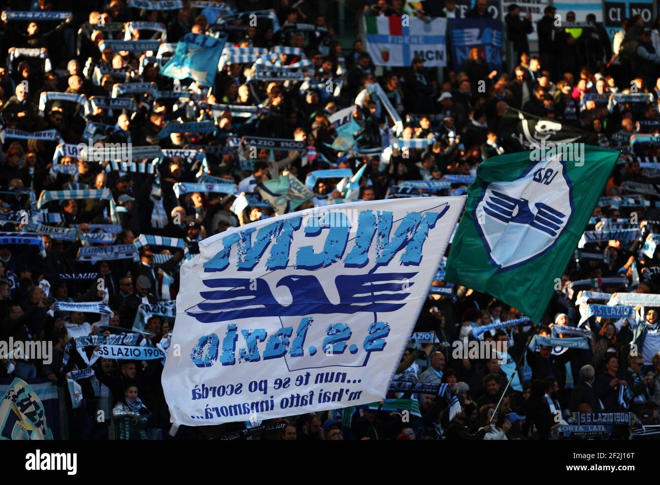 Supporters Of Lazio Show Their Flags During The Italian Championship Serie A Football Match Between Ss Lazio And Udinese Calcio On December 1 19 At Stadio Olimpico In Rome Italy Photo Supporters Of Lazio Show Their Flags During The Italian Championship Serie A Football Match Between Ss Lazio And Udinese Calcio On December 1 19 At Stadio Olimpico In Rome Italy Photo