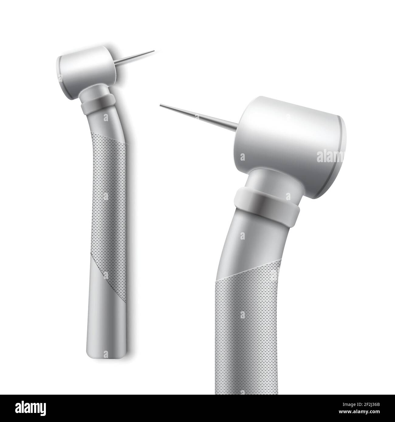 Vector stainless dental handpiece for drilling and grinding side view isolated on white background Stock Vector