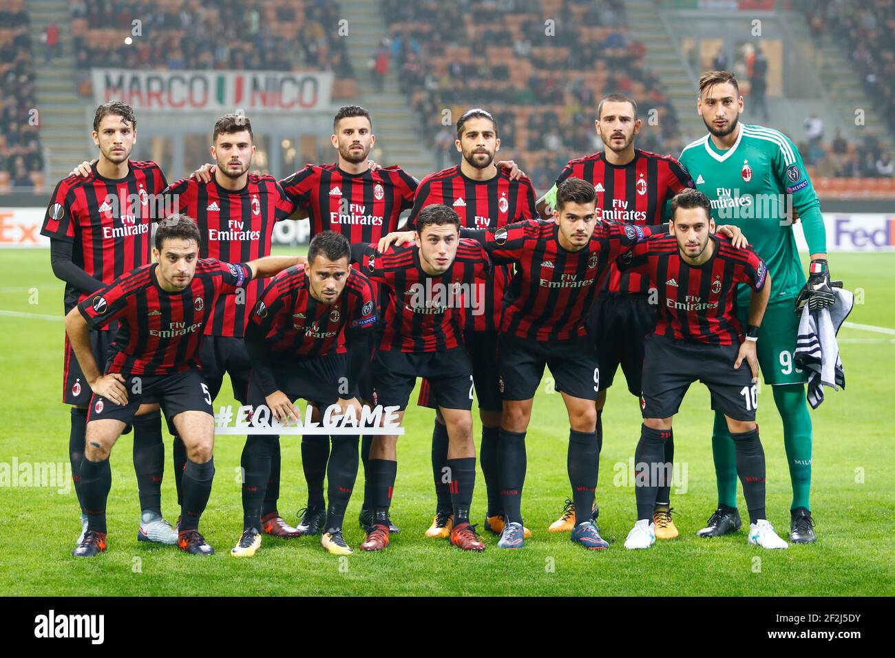 Team of AC Milan during the UEFA Europa League, Group D football match  between AC Milan and AEK Athens on October 19, 2017 at San Siro stadium in  Milan, Italy - Photo