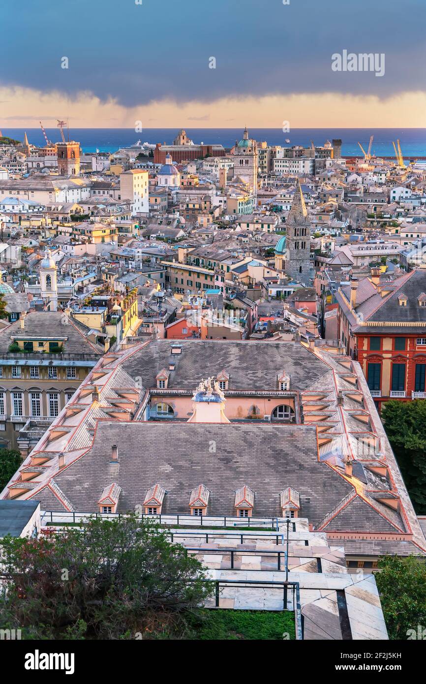 Cityscape, top view, Genoa, Liguria, Italy Stock Photo