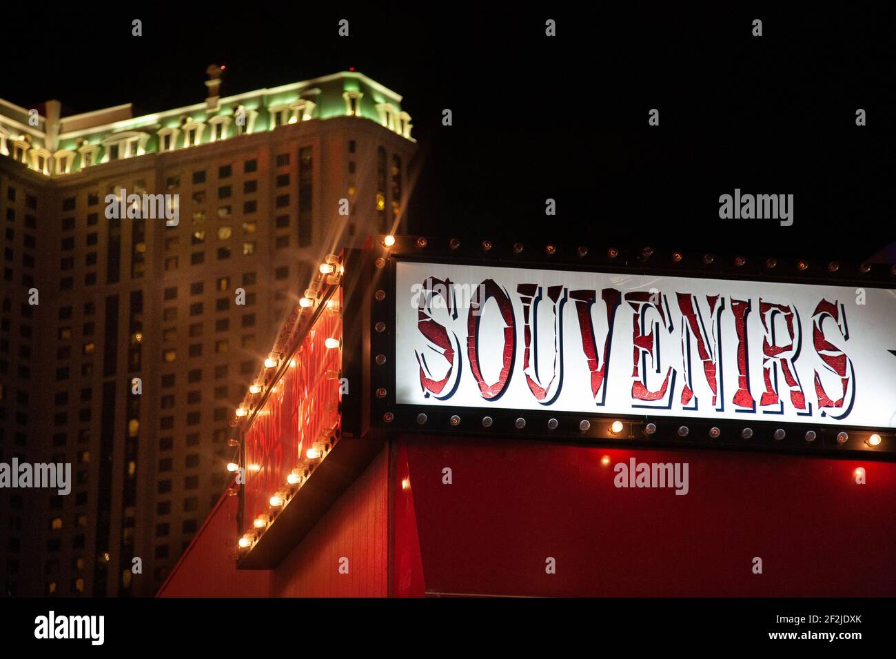 Illuminated commercial sign souvenirs in Las Vegas Stock Photo