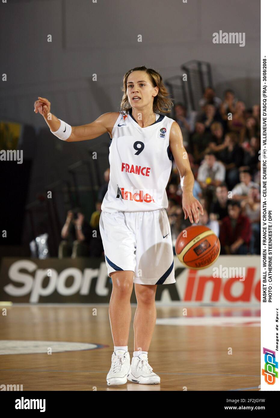 BASKET BALL - WOMEN - FRANCE V CROATIA - CELINE DUMERC (FR) - VILLENEUVE  D'ASCQ (FRA) - 30/08/2008 - PHOTO : CATHERINE STEENKESTE / DPPI Stock Photo  - Alamy