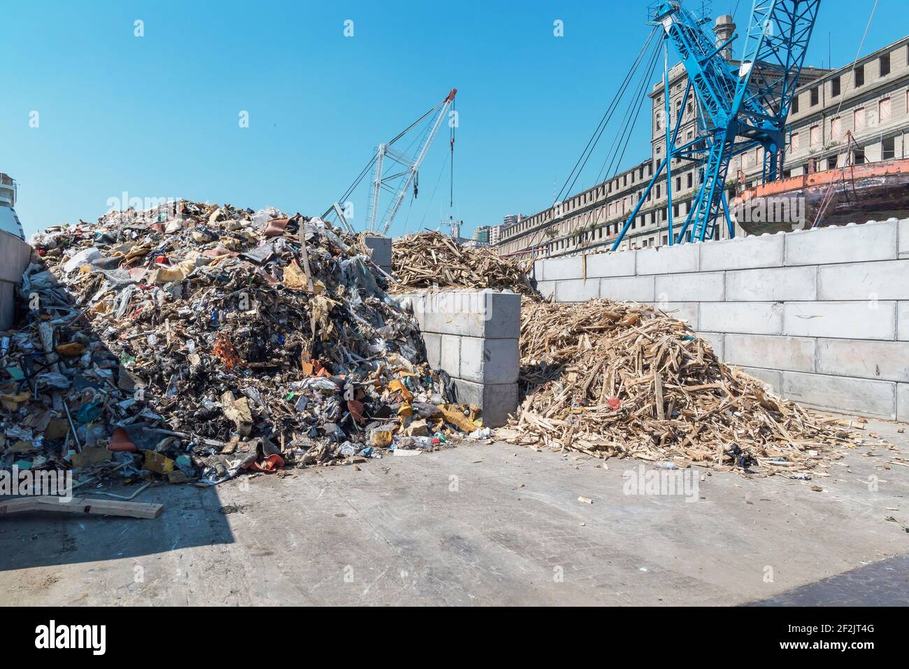 Waste collection centre, Genoa, Liguria, Italy, Europe Stock Photo