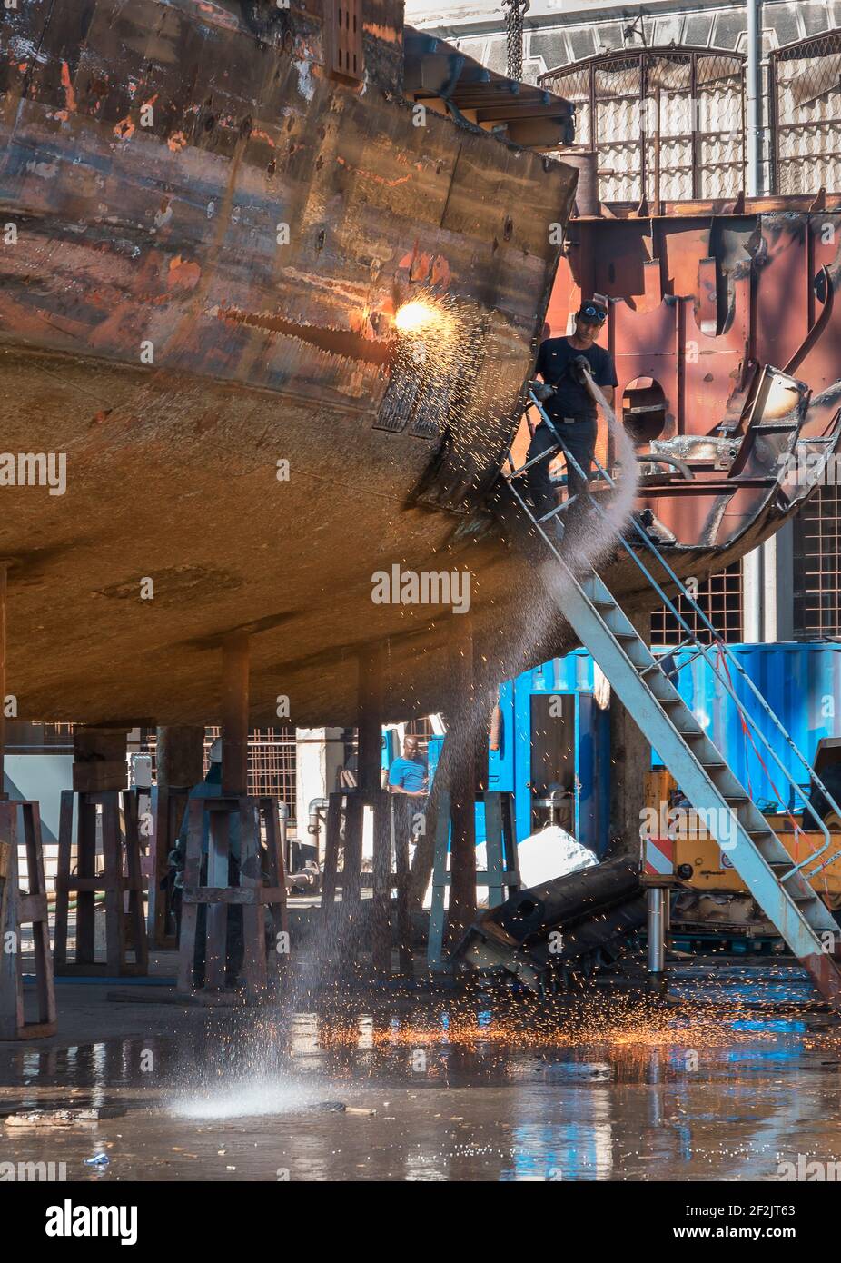 Ship breaking yard, Genoa, Liguria, Italy, Europe Stock Photo