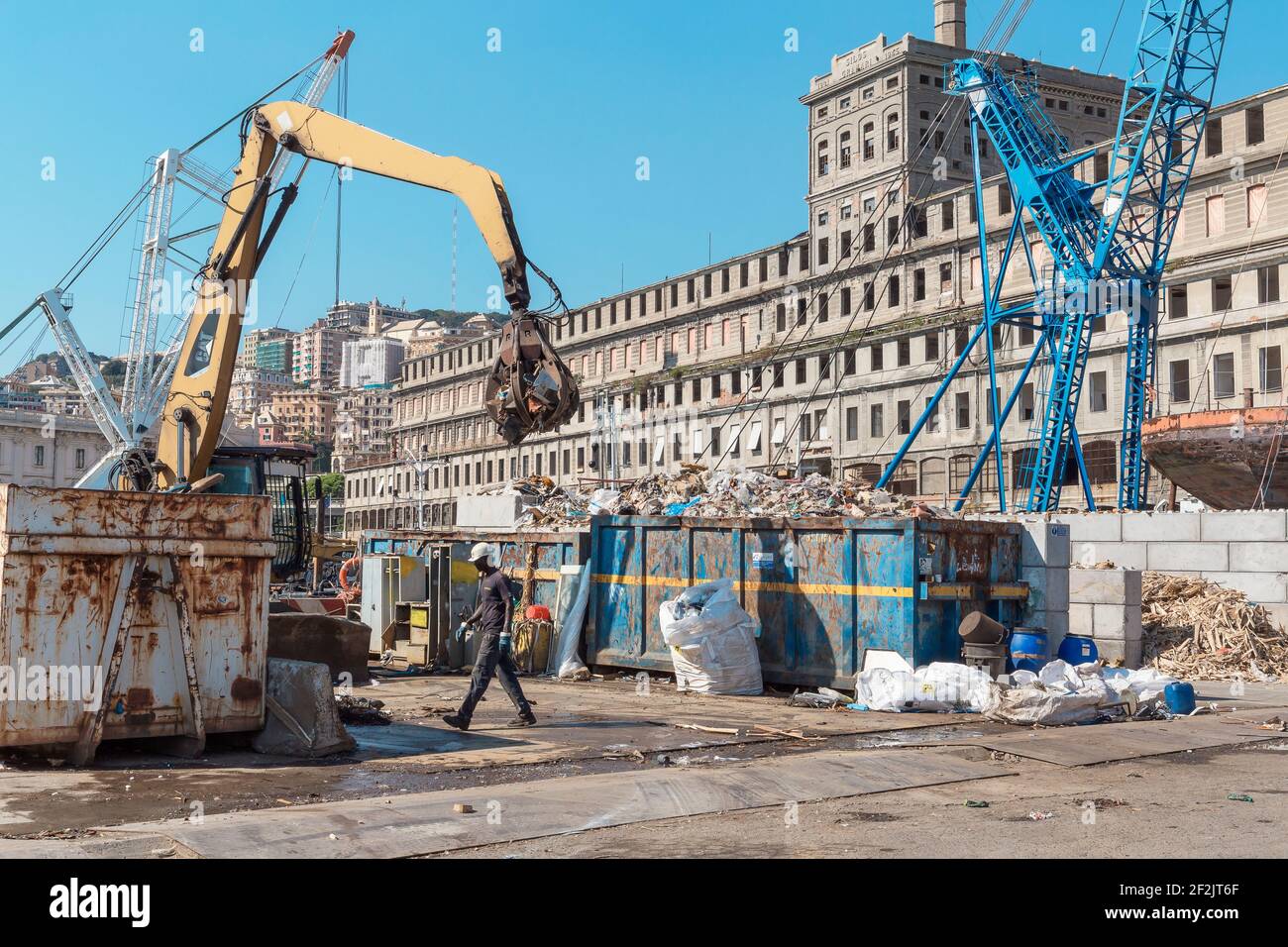 Waste collection centre, Genoa, Liguria, Italy, Europe Stock Photo