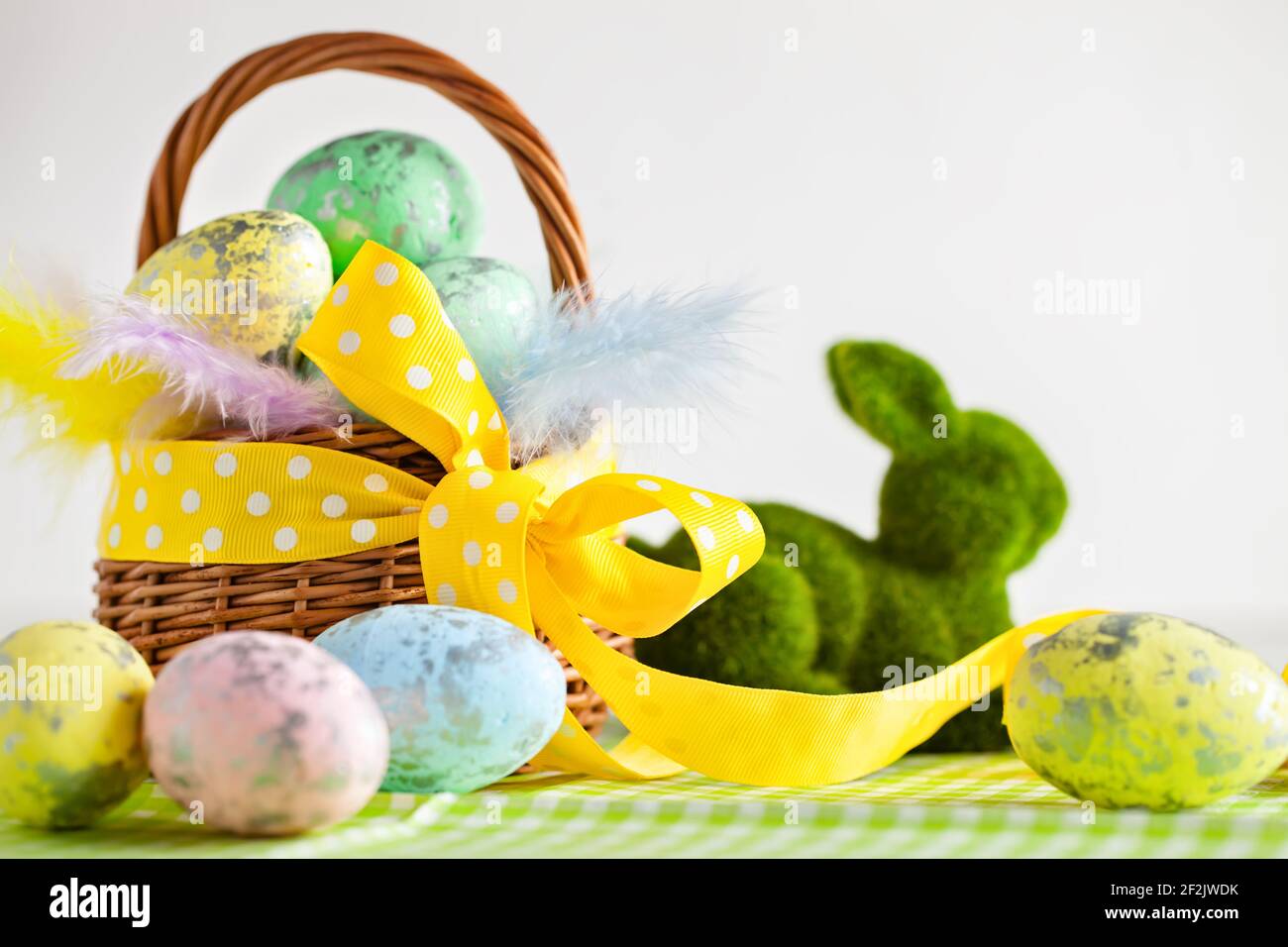 Happy Easter. Congratulatory easter background. Background with copy space. Selective focus. Horizontal. Stock Photo