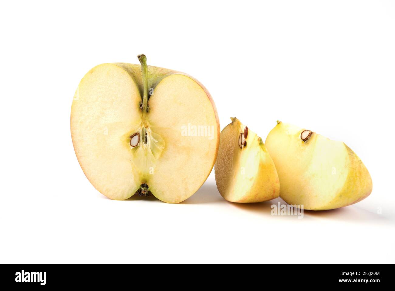 Apple slices isolated on white background micro view Stock Photo