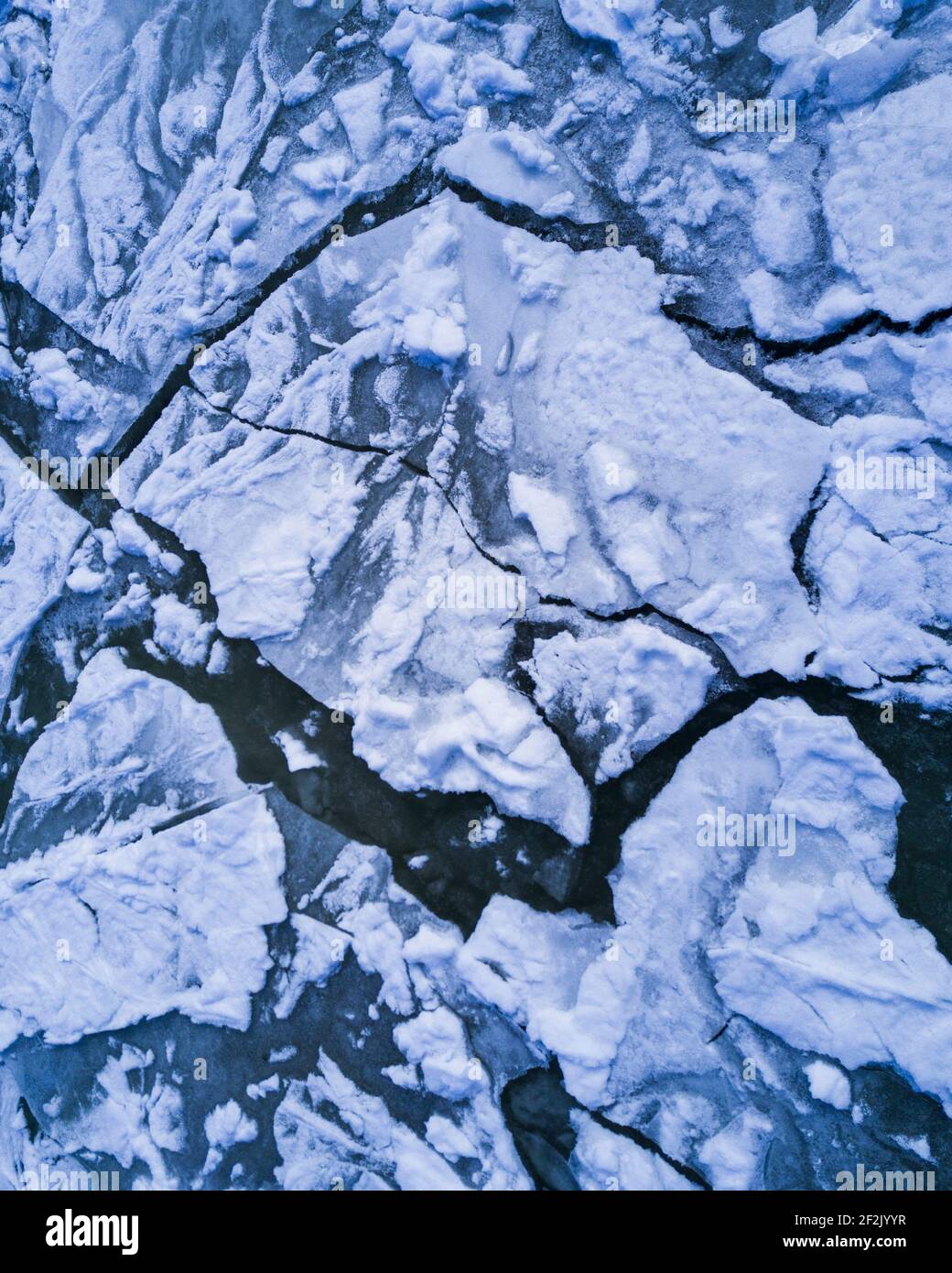 aerial view of frozen river Stock Photo - Alamy