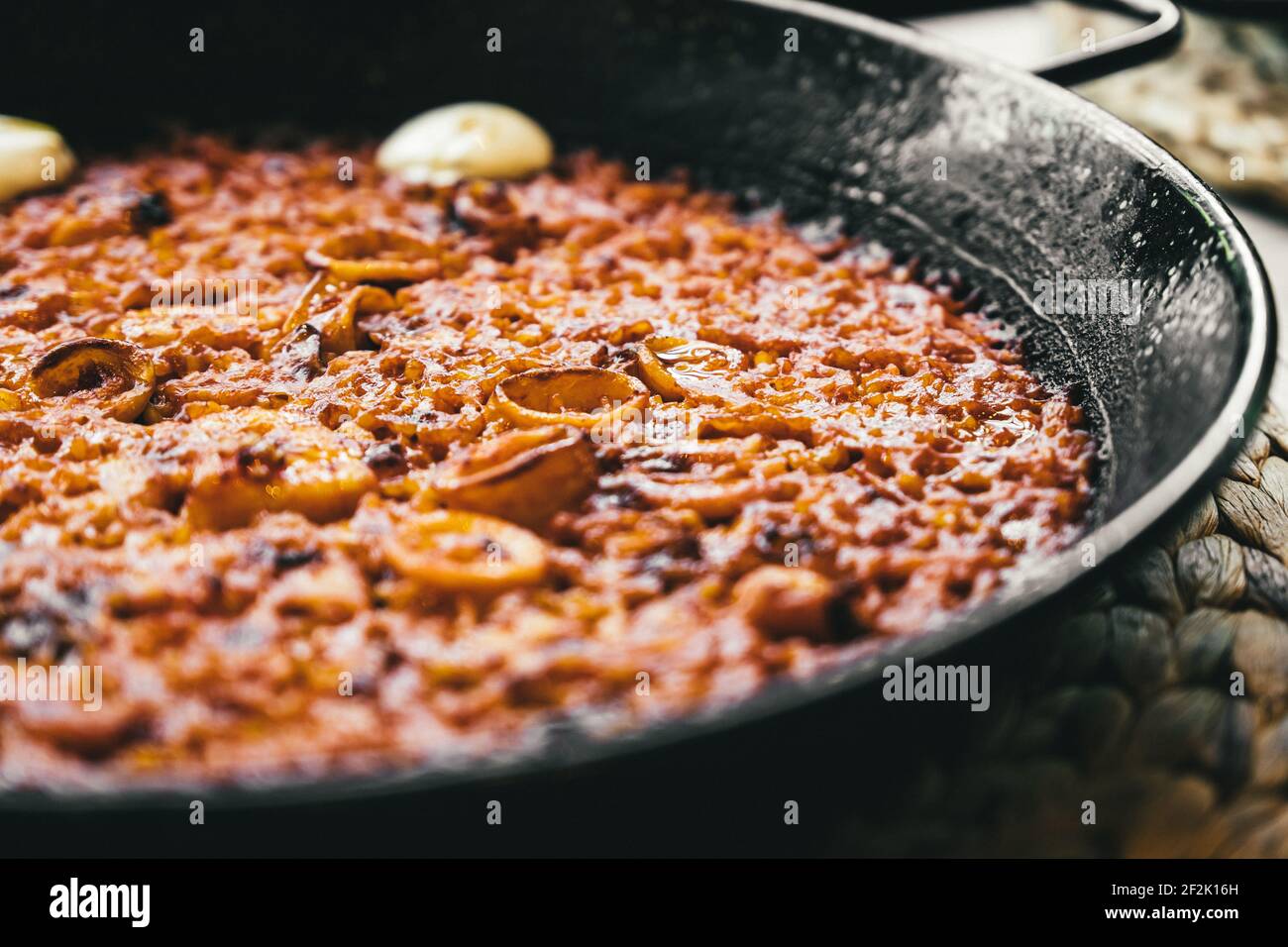Paella (rice) in spanish restaurant Stock Photo Alamy