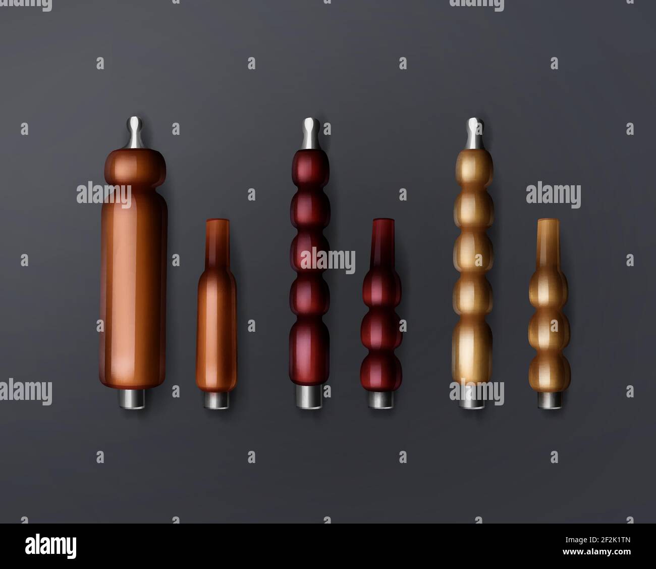 Vector Set Of Different Classic Shisha Hookah Mouthpieces Or Mouth Tips For Pipes Top View Isolated On Dark Background Stock Vector Image Art Alamy