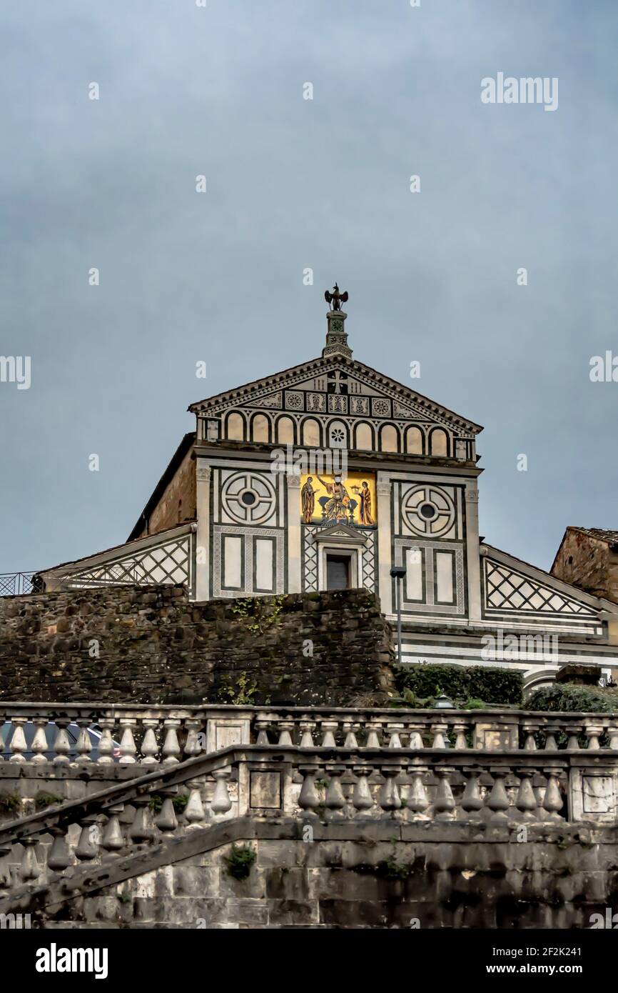 View of the basilica of San Miniato al Monte in Florence Stock Photo ...