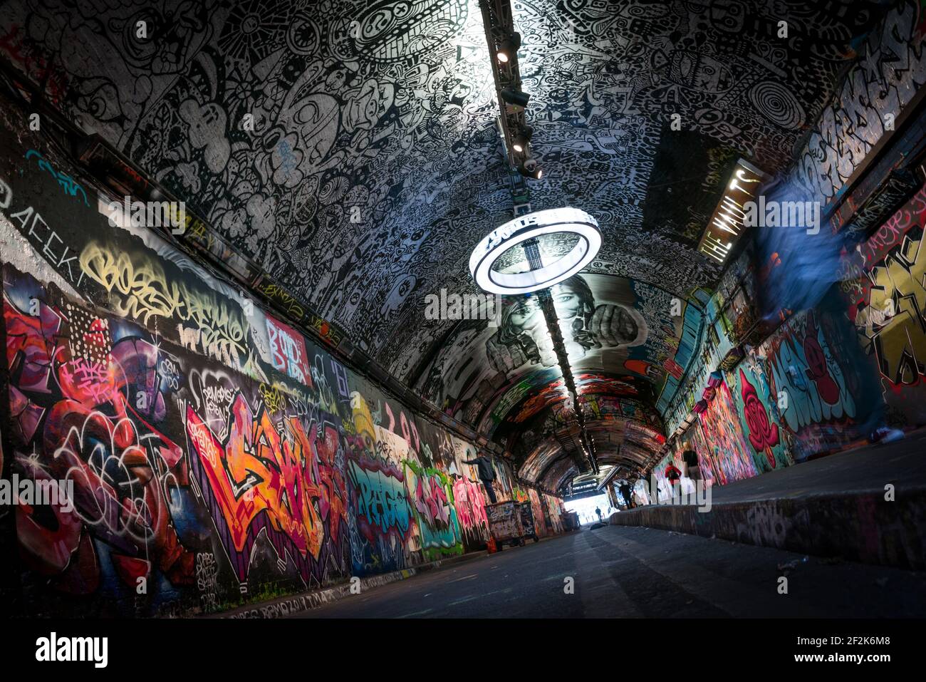 Banksy Tunnels, Leake Street, London, UK. Stock Photo