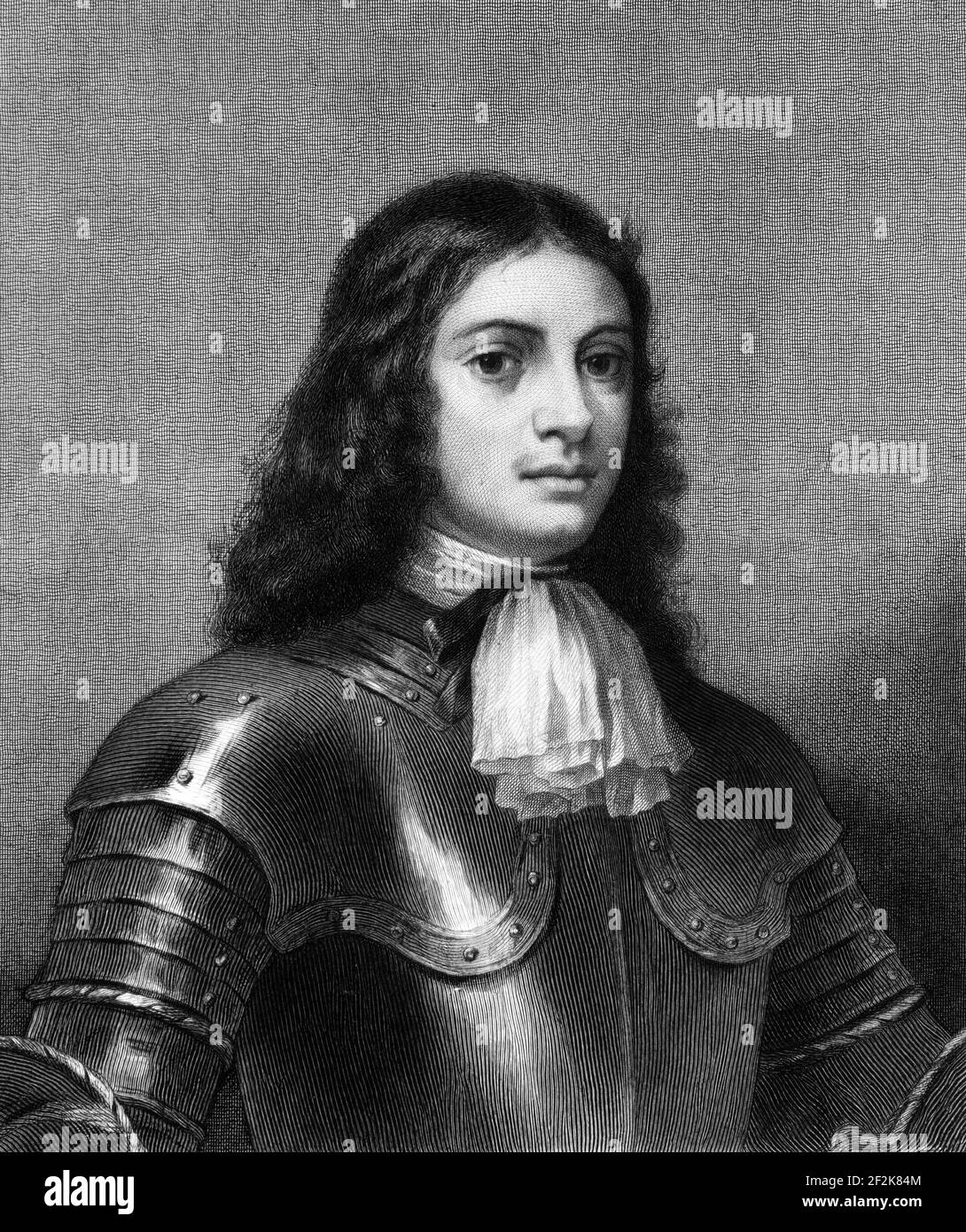 William Penn. Portrait of the Quaker writer and founder of the colony of Pennsylvania, William Penn (1644-1718) at the age of 22, engraving by Stephen Alonzo Schoff, 1886 Stock Photo