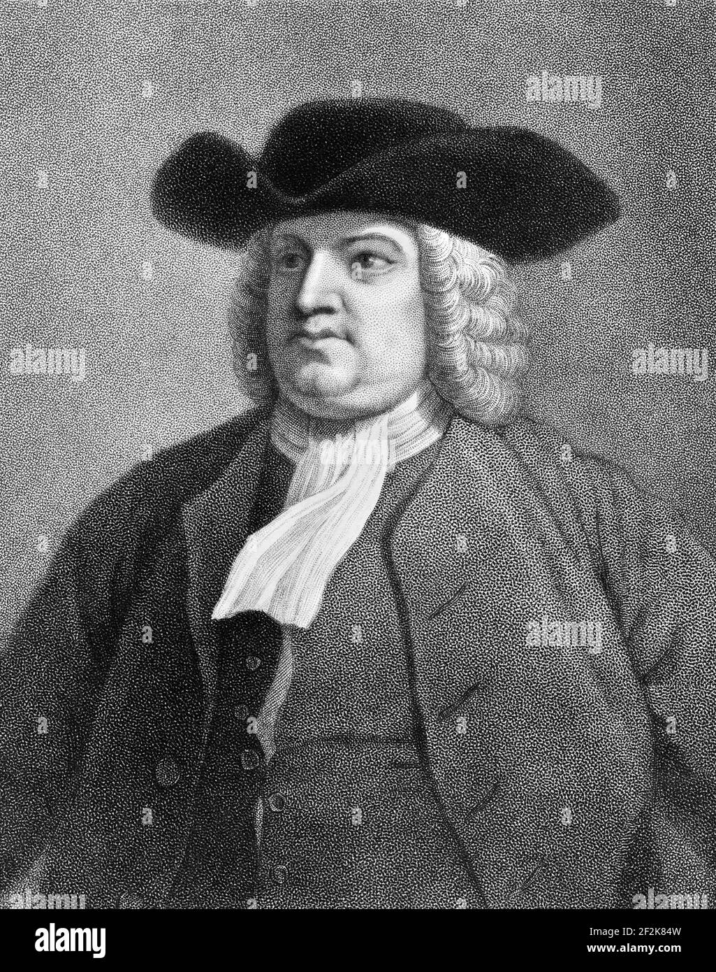 William Penn. Portrait of the Quaker writer and founder of the colony of Pennsylvania, William Penn (1644-1718) engraving by James Posselwhite, 19th century Stock Photo