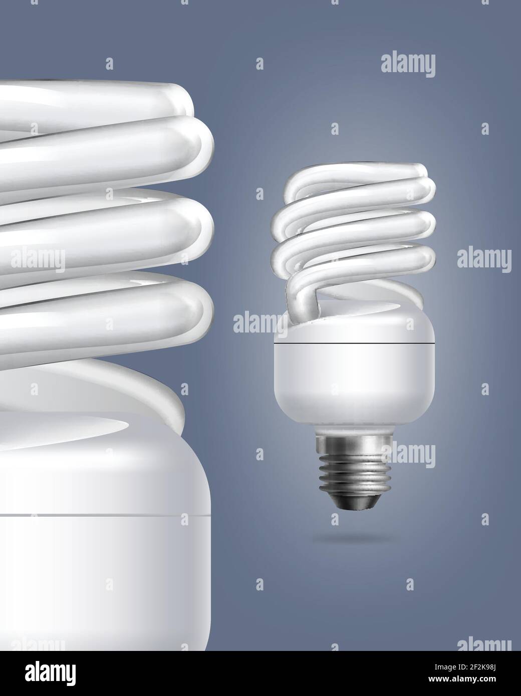 Vector fluorescent energy saving lamps single and close up on colored