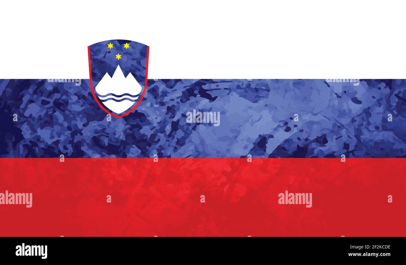 Slovenia flag with waving grunge texture. Vector background Stock ...