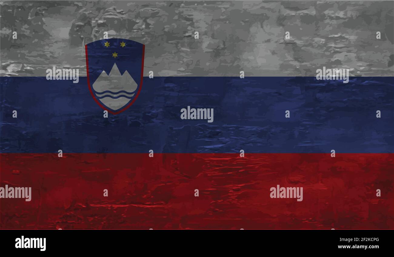 Slovenia flag with waving grunge texture. Vector background Stock ...