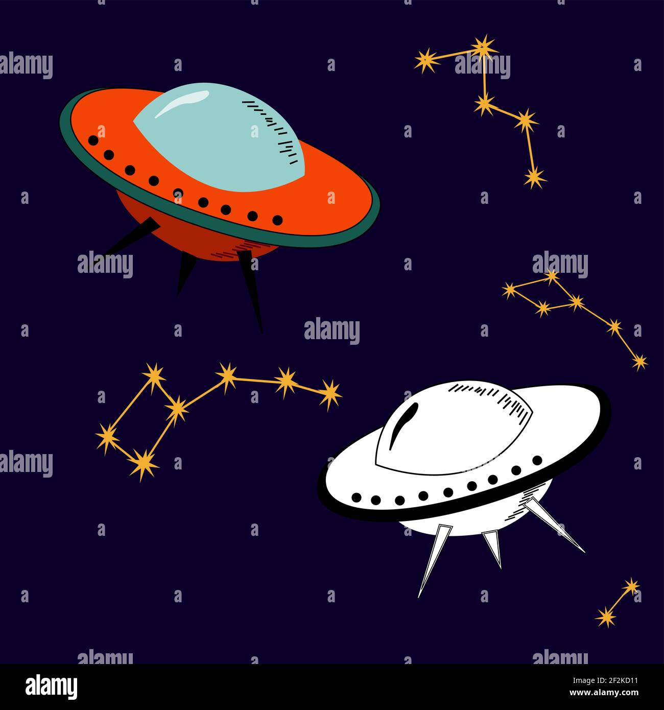 UFO flying in the space vector illlustration Stock Vector