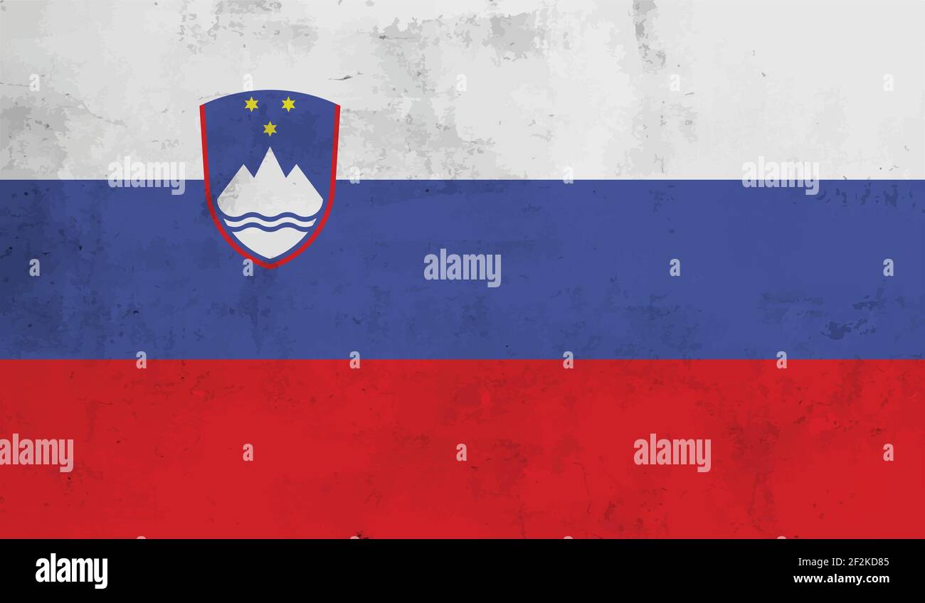 Slovenia flag with waving grunge texture. Vector background Stock ...