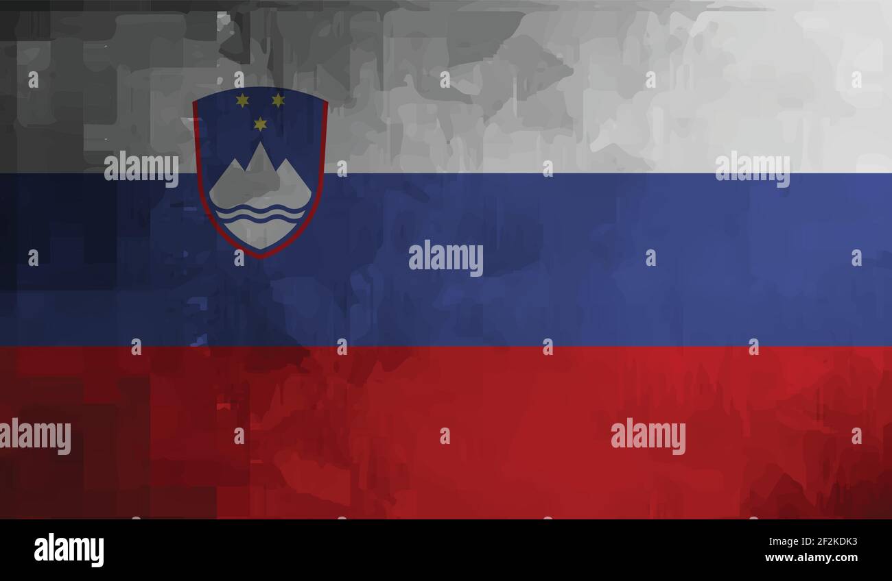 Slovenia flag with waving grunge texture. Vector background Stock ...