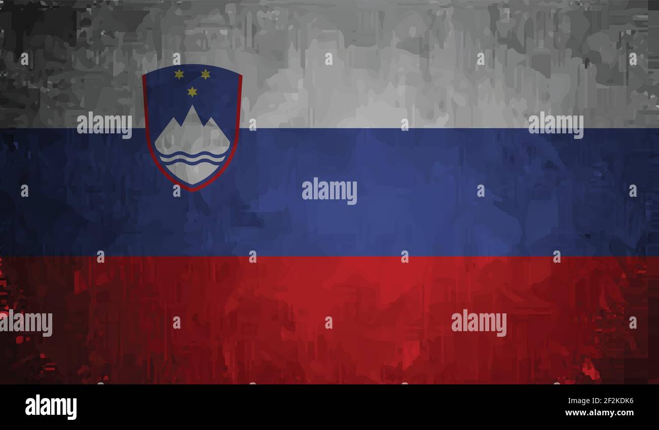 Slovenia flag with waving grunge texture. Vector background Stock ...