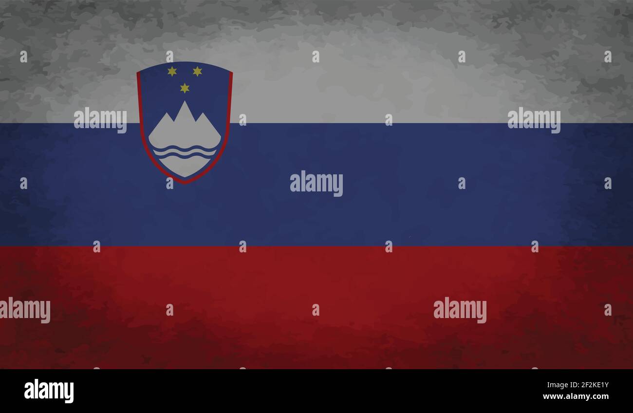 Slovenia flag with waving grunge texture. Vector background Stock ...