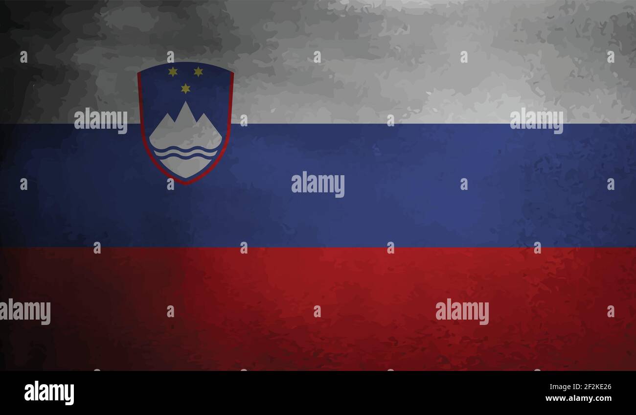 Slovenia flag with waving grunge texture. Vector background Stock ...