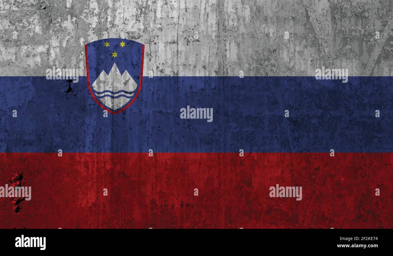Slovenia flag with waving grunge texture. Vector background Stock ...