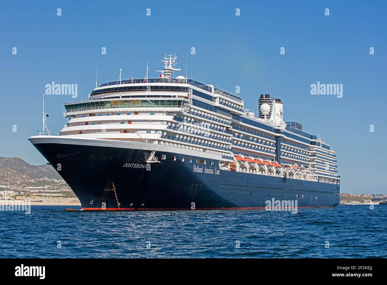 MS Oosterdam, Vista class cruise ship of the Holland America Line moored at the city Cabo San Lucas on the peninsula of Baja California Sur, Mexico Stock Photo