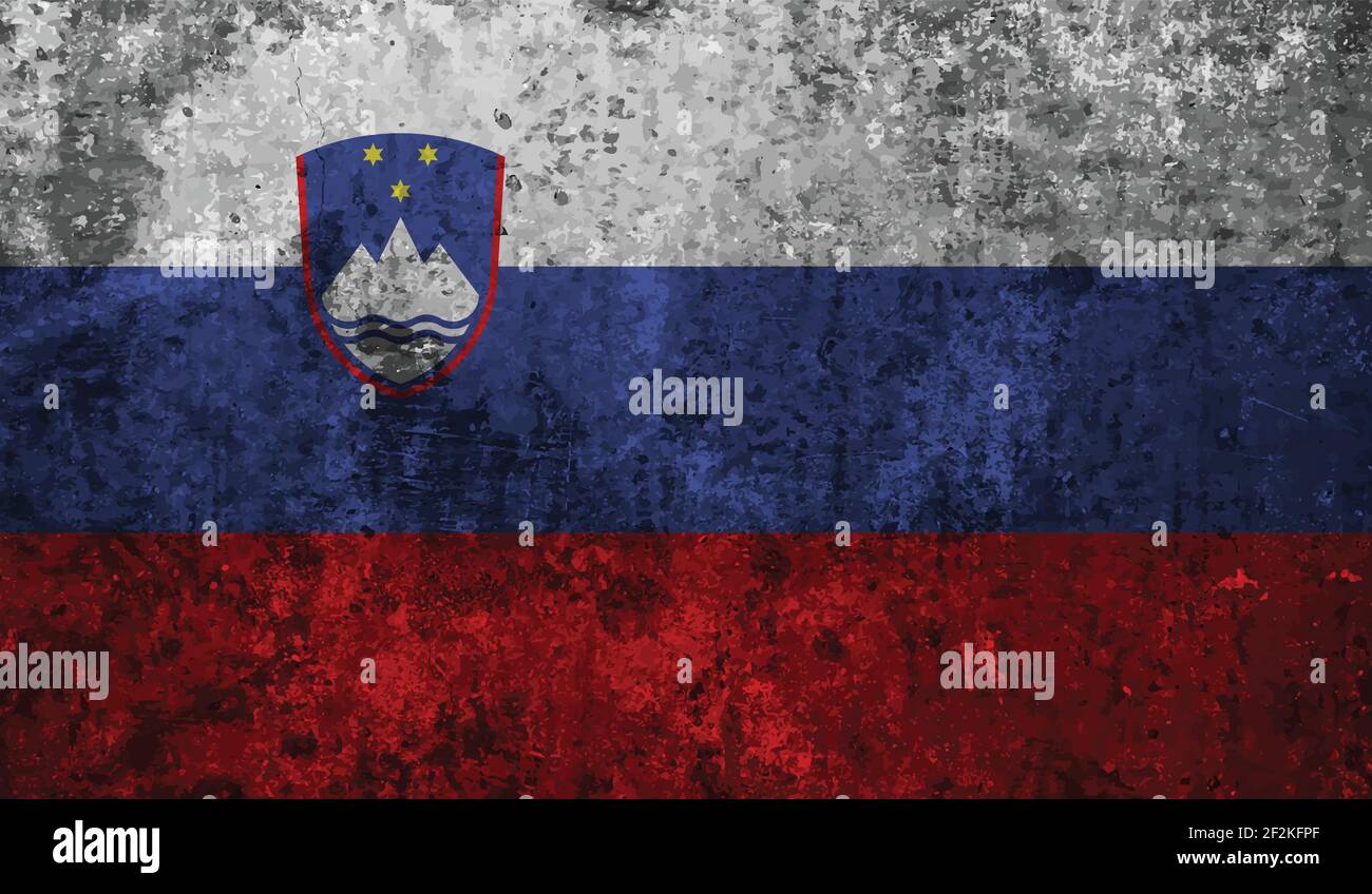 Slovenia flag with waving grunge texture. Vector background Stock ...