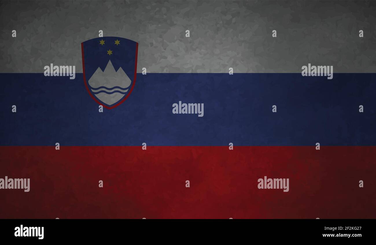 Slovenia flag with waving grunge texture. Vector background Stock ...
