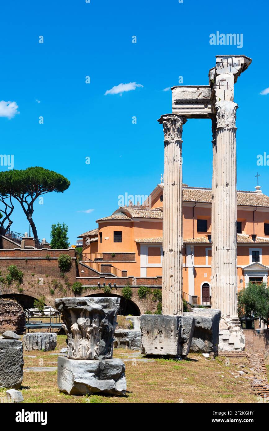 Ruins of Roman Forum in summer, Italy Stock Photo