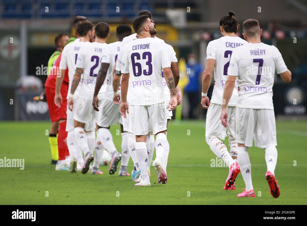ACF Fiorentina team during the Italian championship Serie A football match between FC Internazionale and AFC Fiorentina on July 22, 2020 at Giuseppe-Meazza stadium in Milan, Italy - Photo Morgese-Rossini / DPPI Stock Photo