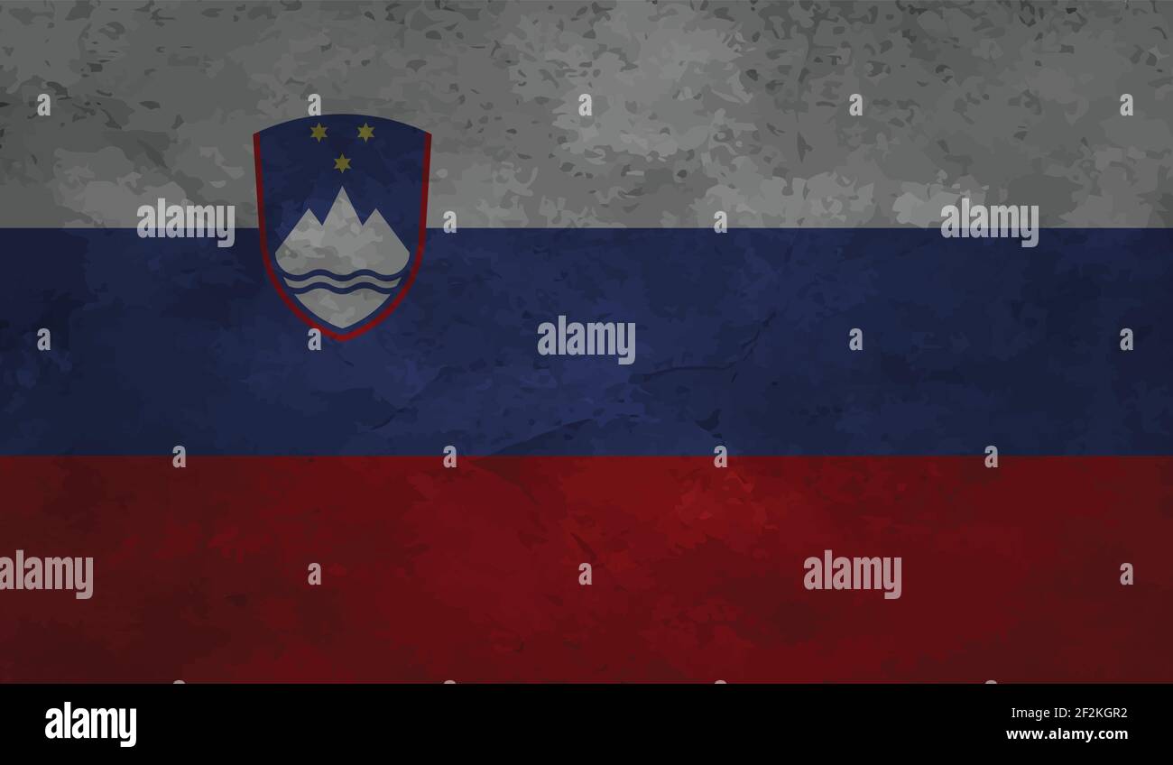 Slovenia flag with waving grunge texture. Vector background Stock ...