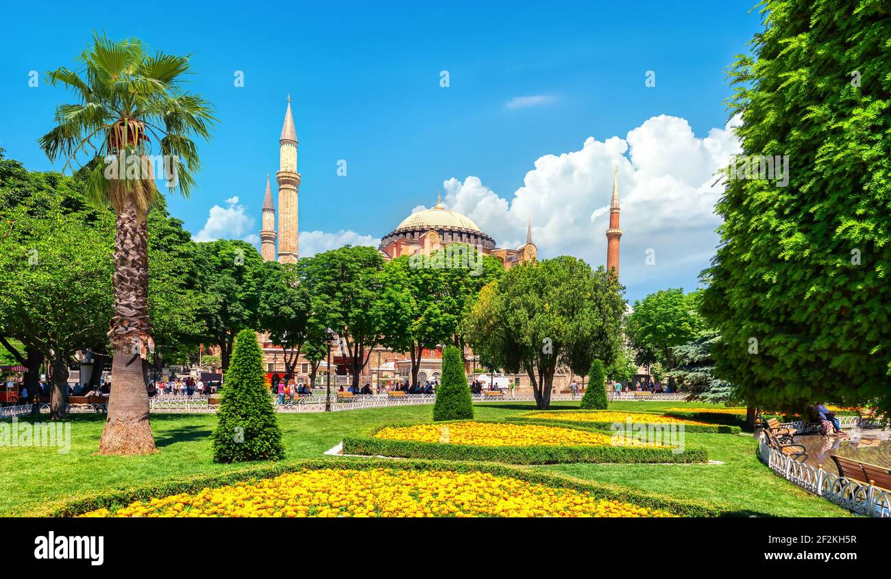 Hagia Sophia in the morning in Istanbul Stock Photo