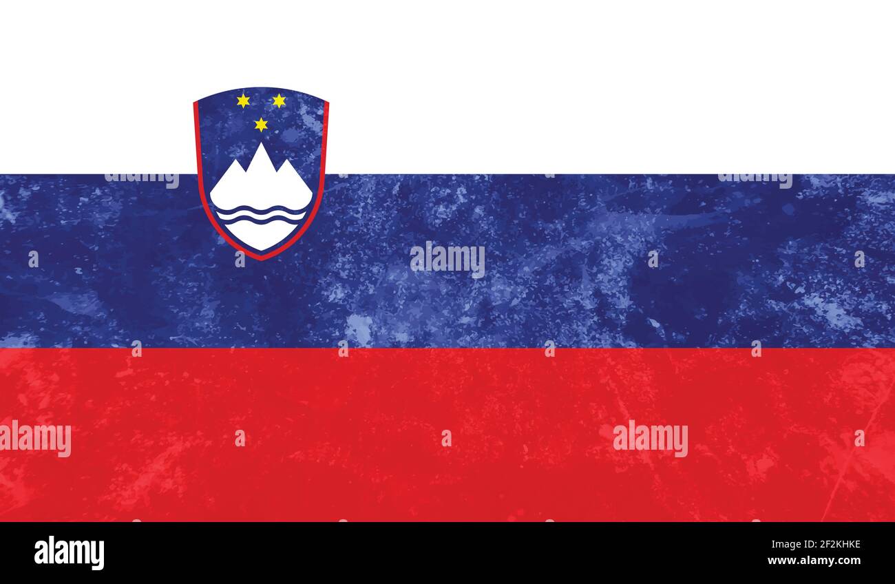Slovenia flag with waving grunge texture. Vector background Stock ...
