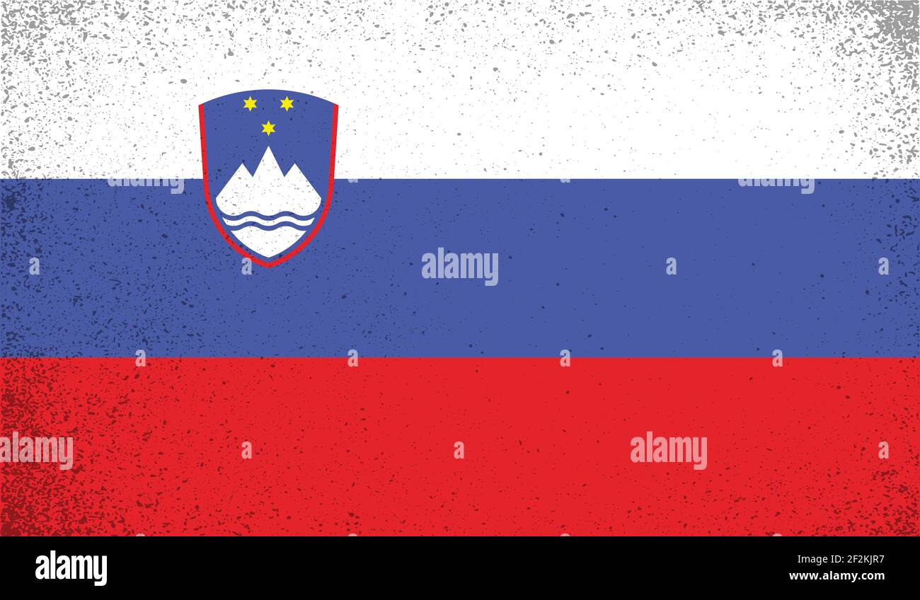 Slovenia flag with waving grunge texture. Vector background Stock ...