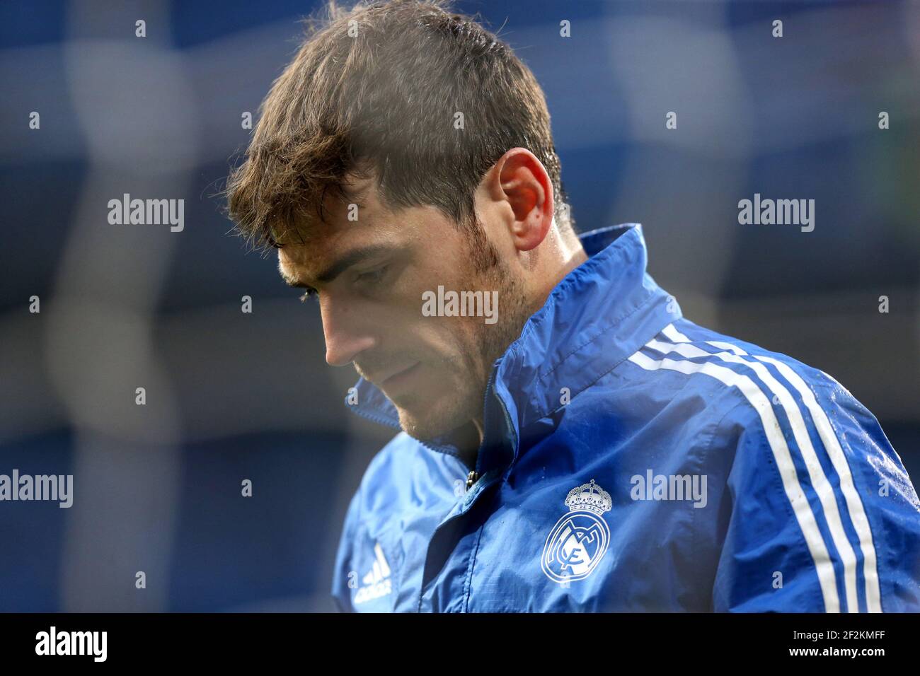 Football - UEFA Champions League 2013/2014 - 1/4 Final - 1st Leg - Real Madrid v Borussia Dortmund in Santiago Bernabeu Stadium on April 2 , 2014 in Madrid , Spain - Photo Manuel Blondeau / AOP PRESS / DPPI - Iker Casillas of Real Madrid looks on as he warms up prior to the match Stock Photo