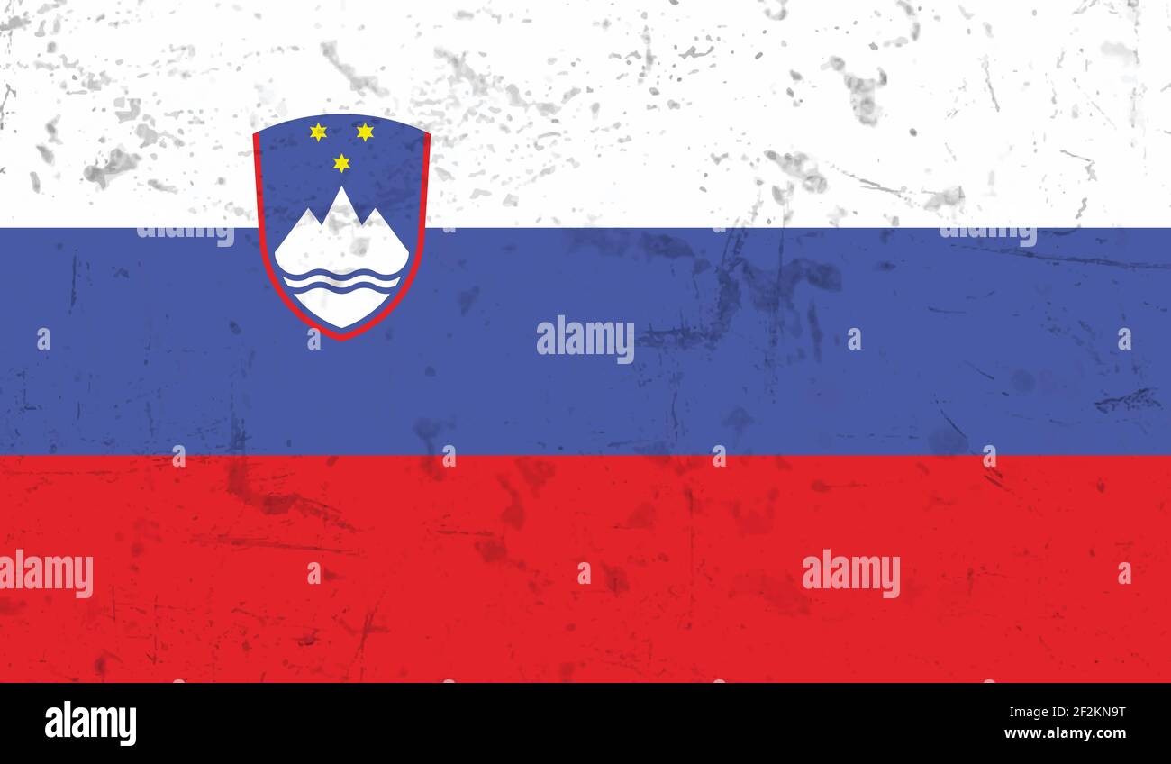 Slovenia flag with waving grunge texture. Vector background Stock ...