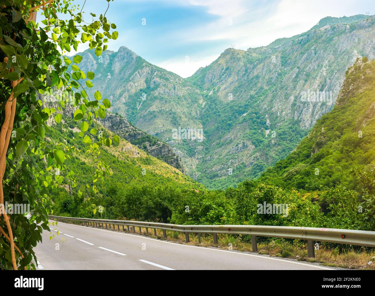 Landscape with the image of mountain road in Montenegro Stock Photo