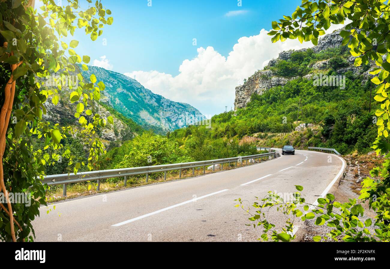 Landscape with the image of mountain road in montenegro Stock Photo