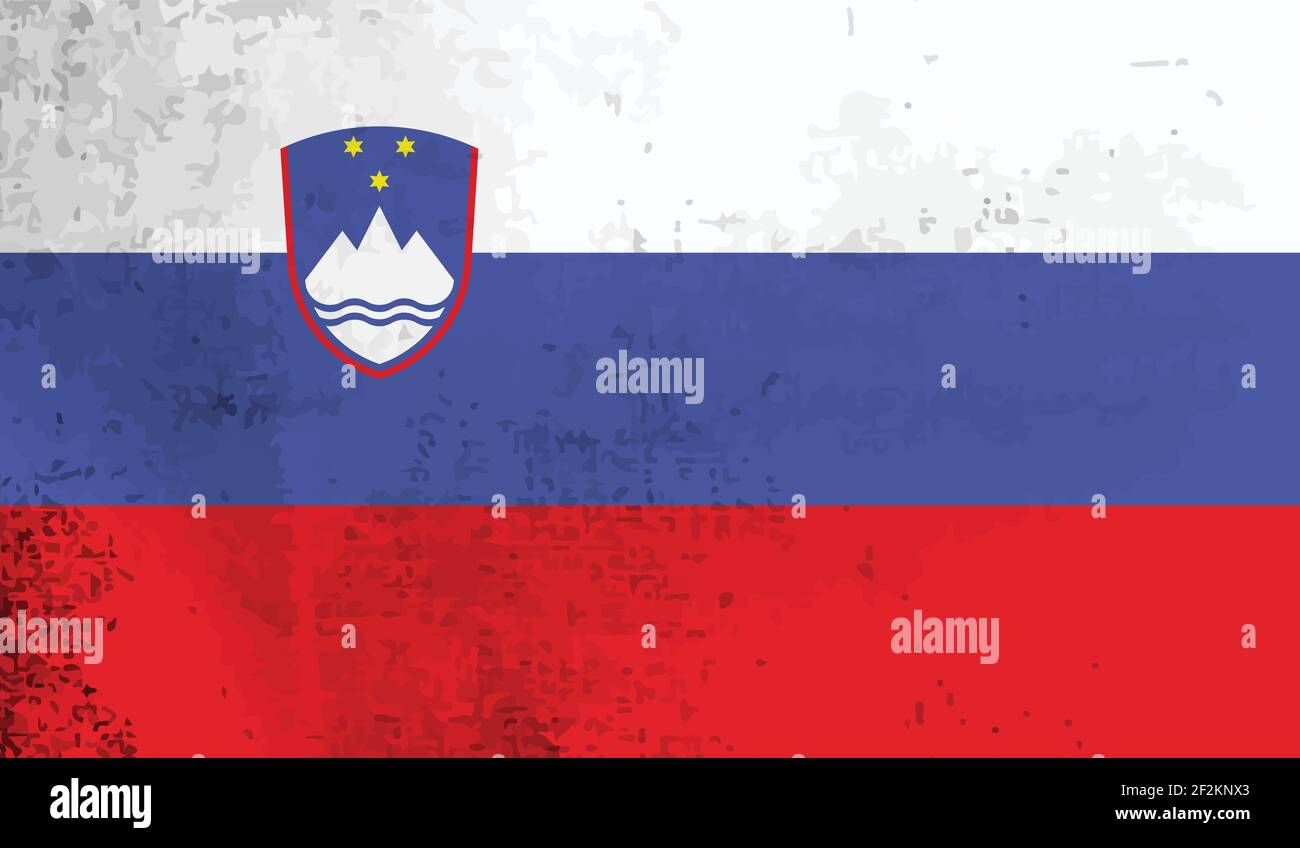 Slovenia flag with waving grunge texture. Vector background Stock ...