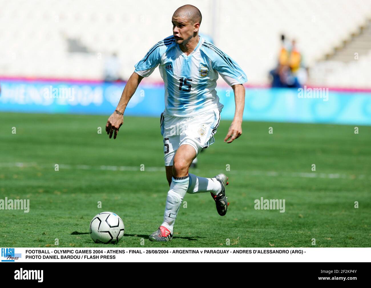 FOOTBALL - OLYMPIC GAMES 2004 - ATHENS - FINAL - 28/08/2004 - ARGENTINA v PARAGUAY - ANDRES D'ALESSANDRO (ARG) - PHOTO DANIEL BARDOU / FLASH PRESS Stock Photo