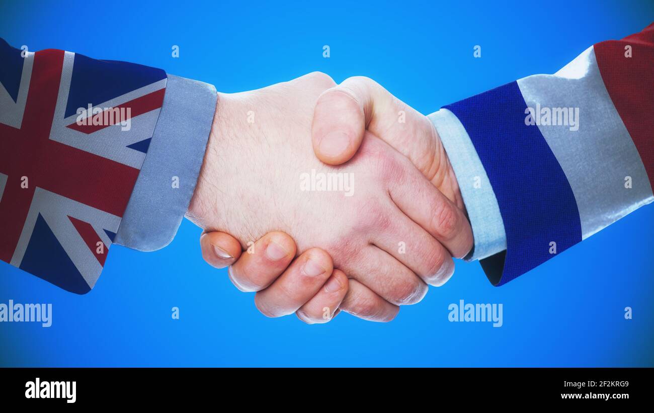 United Kingdom France Handshake concept about countries and