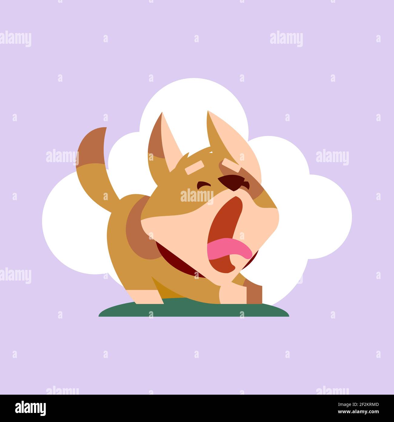 Cute yawning sleepy dog. artoon style. Conceptual vector illustration Stock Vector