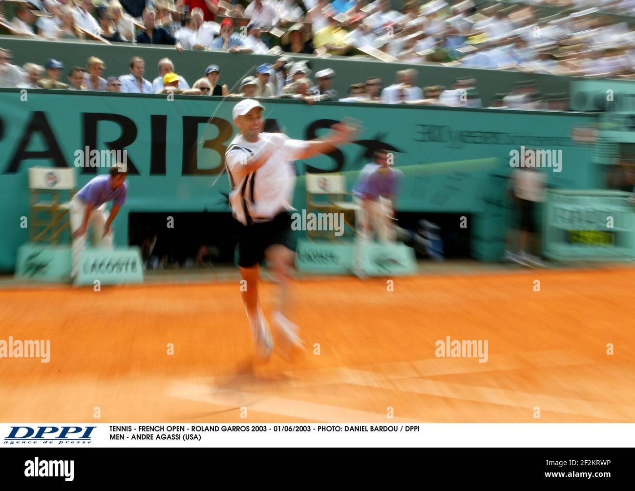 TENNIS - FRENCH OPEN - ROLAND GARROS 2003 - 01/06/2003 - PHOTO: DANIEL BARDOU / DPPI MEN - ANDRE AGASSI (USA) Stock Photo