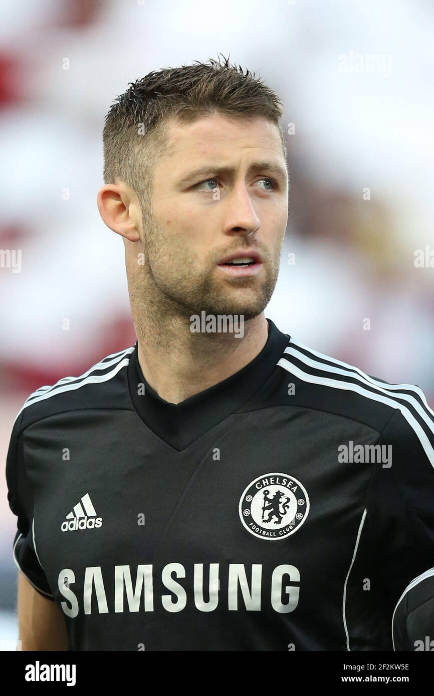 Gary Cahill of Chelsea FC is pictured during the line up prior to the UEFA Champions League 2013/2014 football match semi final, first leg between Atletico Madrid and Chelsea on April 22, 2014 at Vicente Calderon stadium in Madrid, Spain. Photo Manuel Blondeau / AOP Press / DPPI Stock Photo